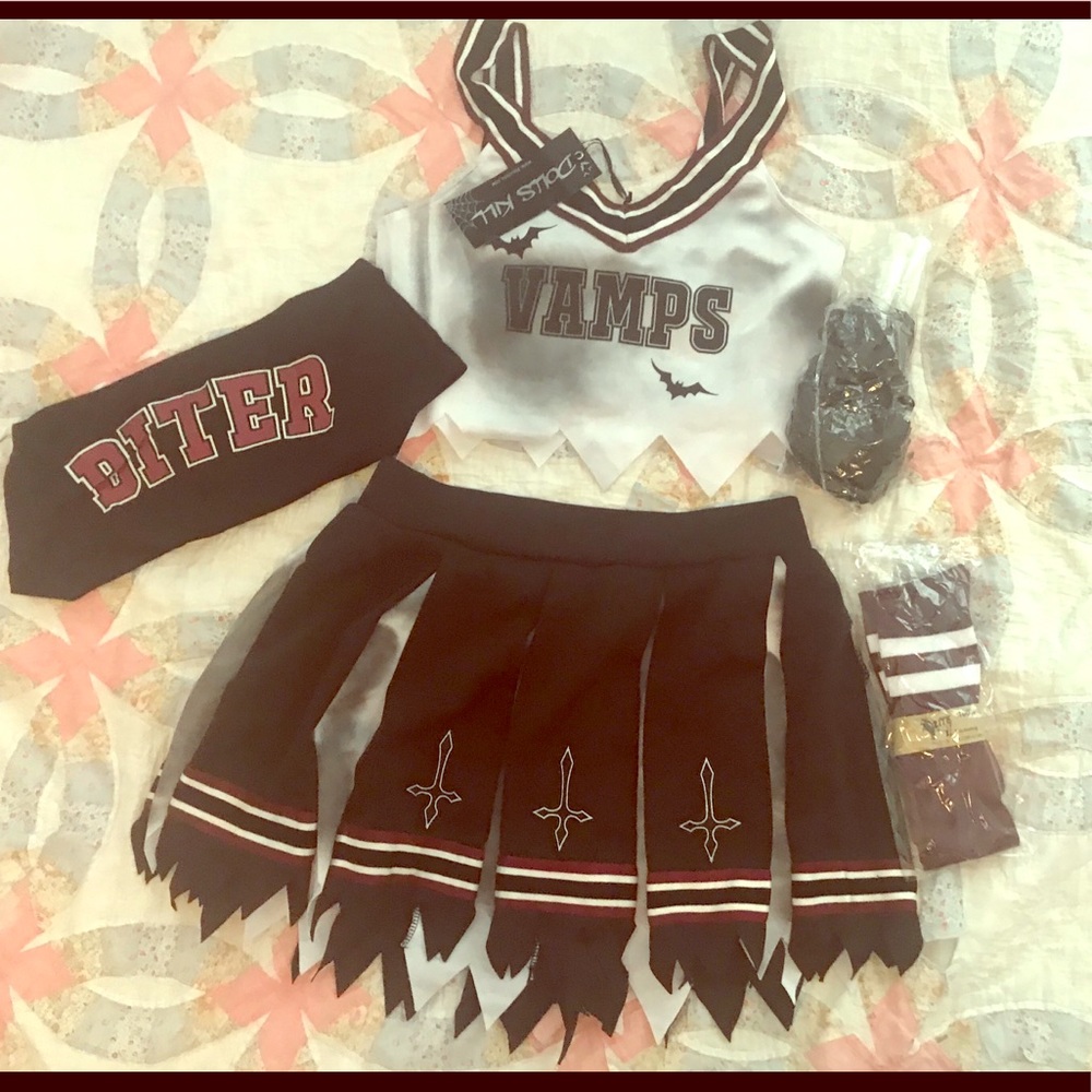 New w/ tags Dollskill Cheerleader “Vamps” Costume